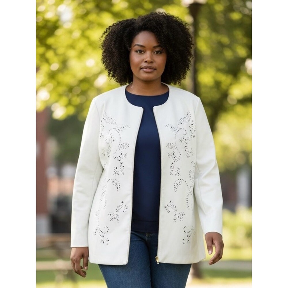 Susan Graver Vegan Leather Jacket Plus Size Soft Smooth Surface Fully Lined 3X